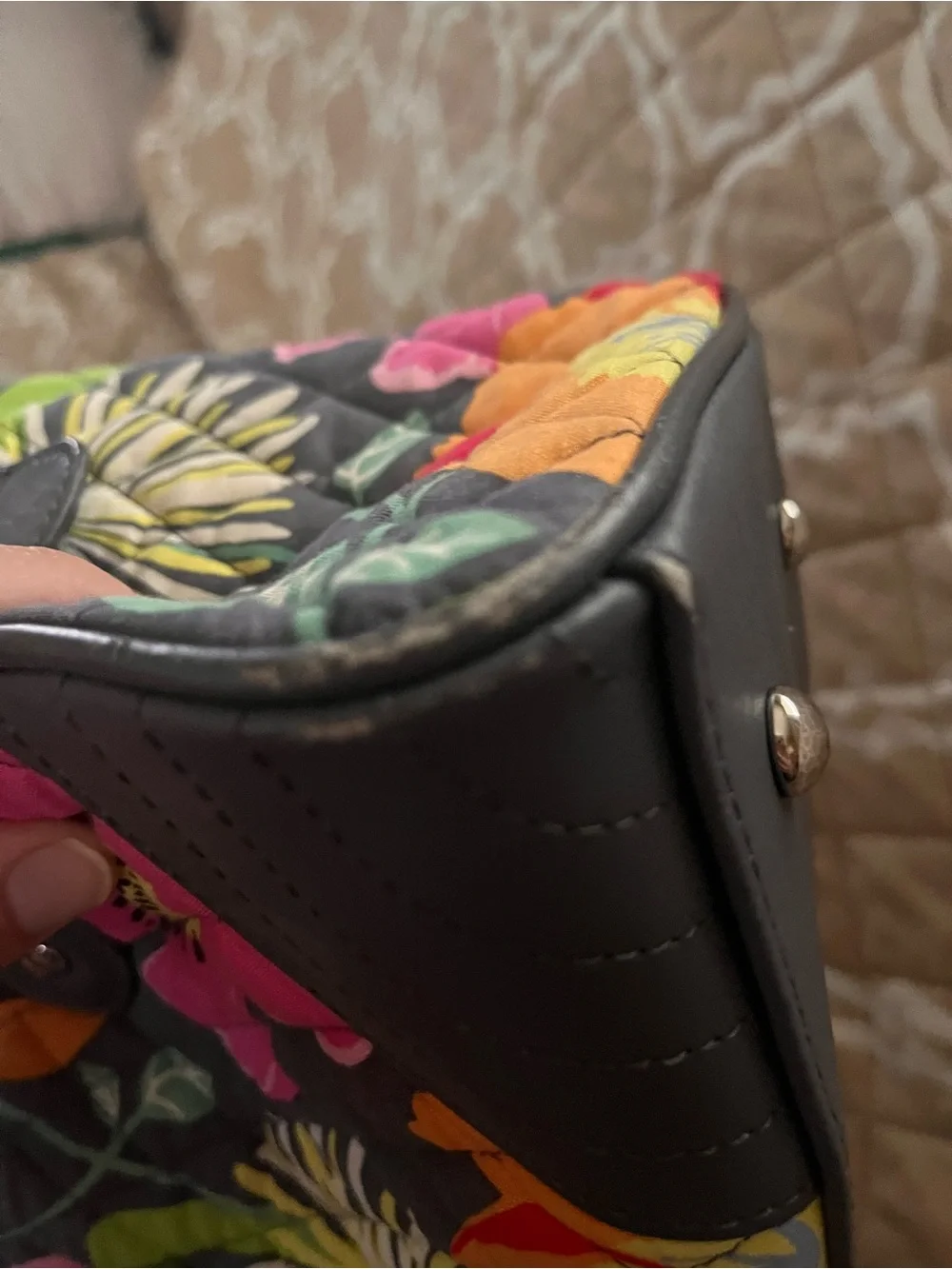 Vera Bradley Black Floral Satchel Bag